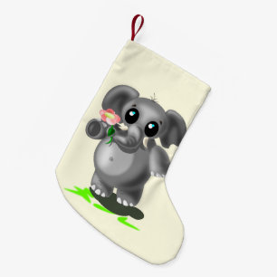 Kleiner Elefant mit Blume Weihnachts-Strumpf Weihnachtsstrumpf