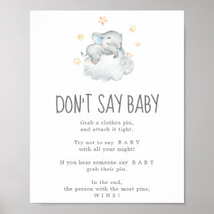 Kleiner Elefantenjunge schlafen kein Baby-Spiel Poster