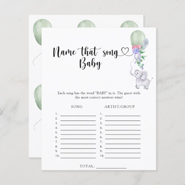 Kleiner Elefantenname, der Baby Song (Vorne/Hinten)