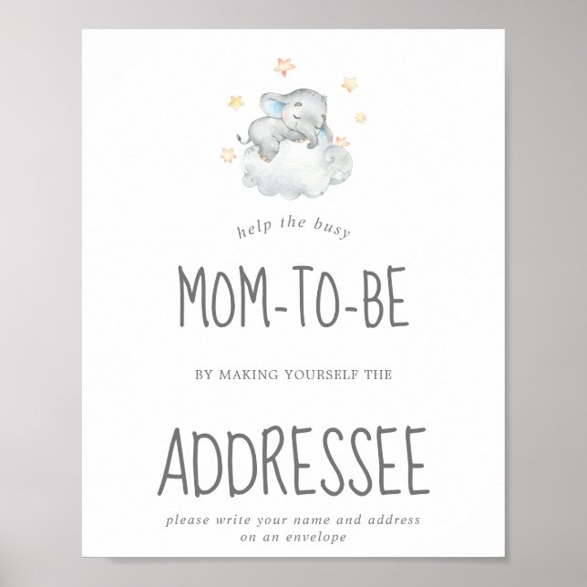 Kleiner Elephant Baby Boy Adresse und Umschlag Poster (Vorne)