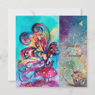 KLEINER ELF DER PILZE ,rosa gelb blau funkeln Einladung