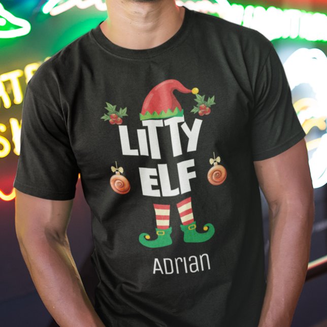 Kleiner Elf lustige Weihnachtsfamilie Name T-Shirt (Von Creator hochgeladen)