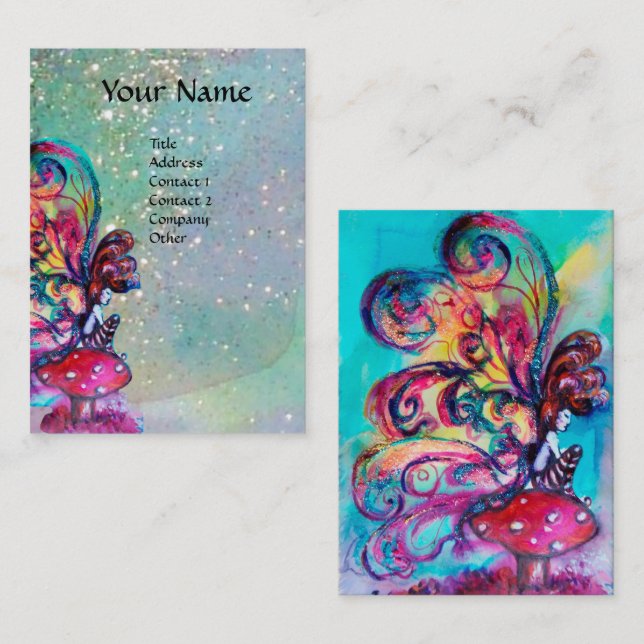 Kleiner Elf Pilze, Aquamarin Visitenkarte (Vorne/Hinten)