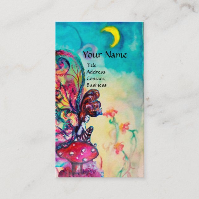 Kleiner Elf Pilze in der Nacht, Fantasie Visitenkarte (Vorderseite)