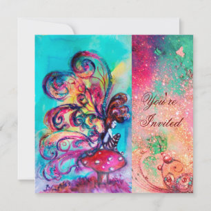 KLEINER ELF VON MUSHÖMMEN, rosa blaues Funkeln Einladung