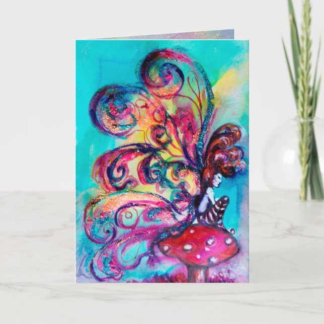 Kleiner Elf von Pilzen Feiertagskarte (Vorderseite)