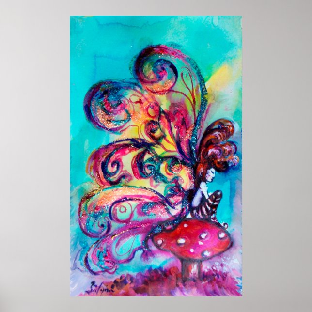 Kleiner Elf von Pilzen Poster (Vorne)