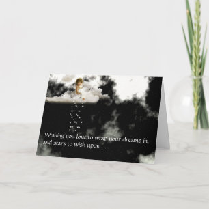 Kleiner Engel auf einem wolkigen Valentin Feiertagskarte