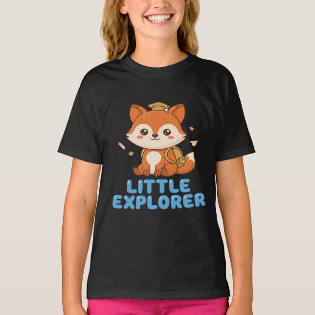 Kleiner Entdecker Süßer Fuchs mit Rucksack & Mütze T-Shirt (Vorderseite)
