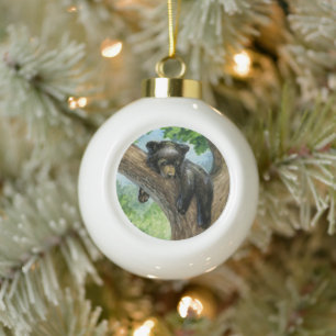 Kleiner fauler Bär Keramik Kugel-Ornament