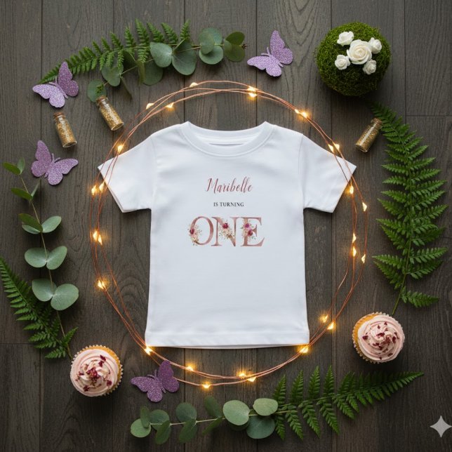 Kleiner Feen-Blumengarten Erster Geburtstag  Baby T-shirt (Von Creator hochgeladen)
