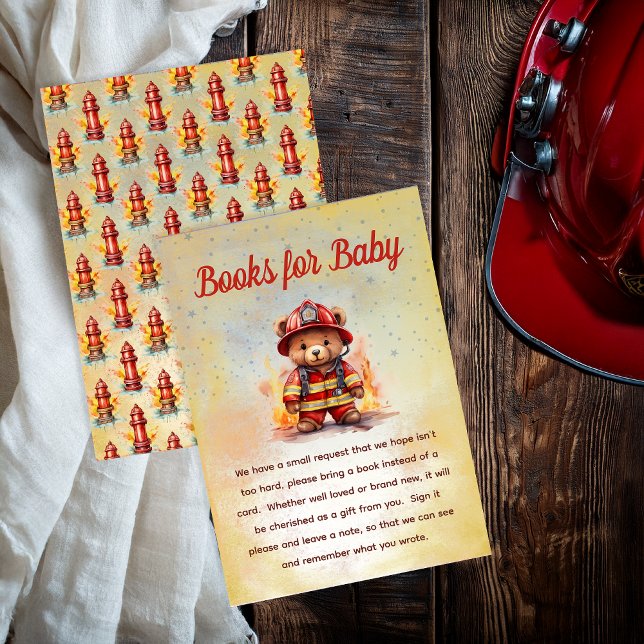 Kleiner Feuerwehrbär Baby Shower Bücher für Babys (Little Firefighter Teddy Bear Books for Baby Insert Card)