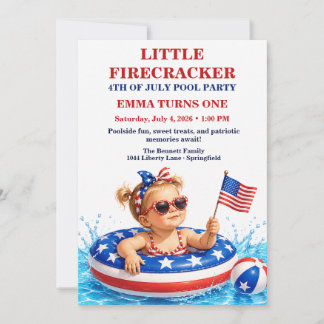 Kleiner Feuerwerk 1. Geburtstag Patriotisch Einladung