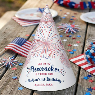 Kleiner Feuerwerkskörper zum 4. Juli 1. Geburtstag Partyhütchen