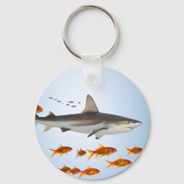 Kleiner Fisch großer Schatten Schlüsselanhänger (Vorderseite)