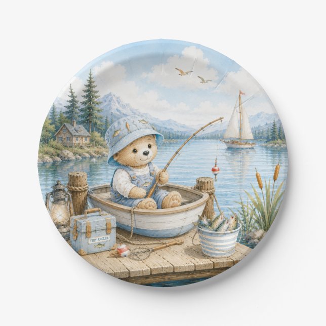 Kleiner Fischer Papierplatten-Design Pappteller (Vorderseite)