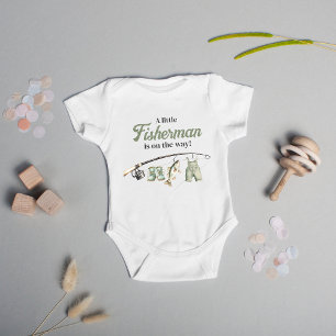Kleiner Fischer Wäscheleine Angelschnur Babyparty Baby Strampler