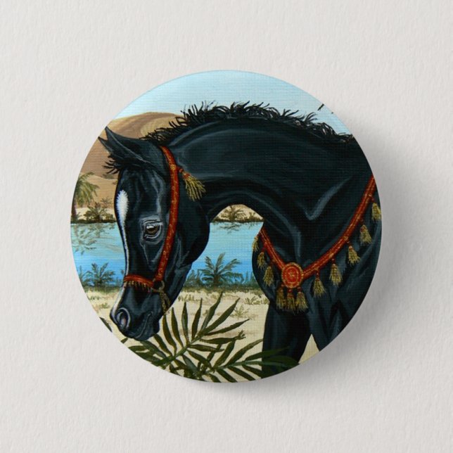 Kleiner Fohlenknopf Prinzen Arabian Pferde Button (Vorderseite)