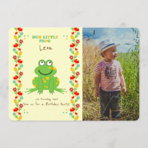 Kleiner Frosch Baby Geburtstagsparty Foto Einladung