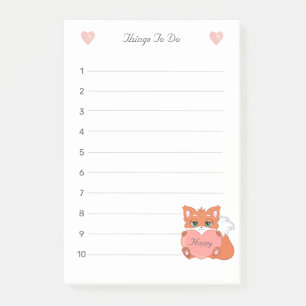 Kleiner Fuchs & Herz Dinge zu tun Lined Post-it Klebezettel