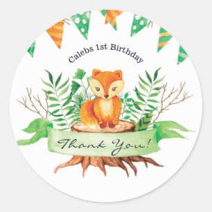 Kleiner Fuchs Wald Aquarell Babyparty Runder Aufkleber
