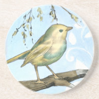 Kleiner Gelbbvogel auf einem Zweig nach oben