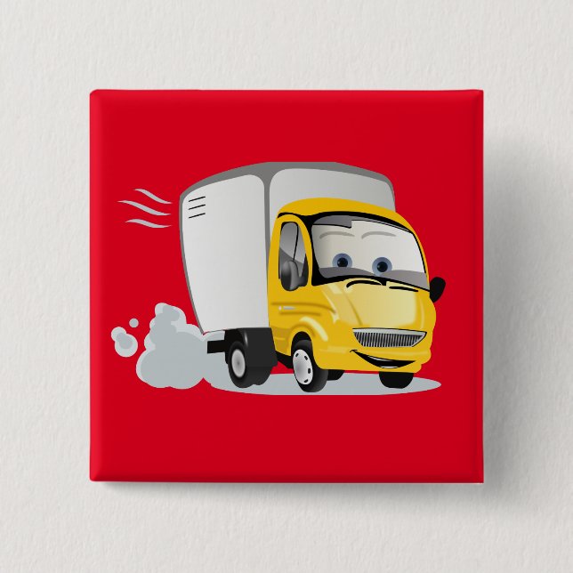 Kleiner Gelber Cartoon LKW für Kinder! Button (Vorderseite)