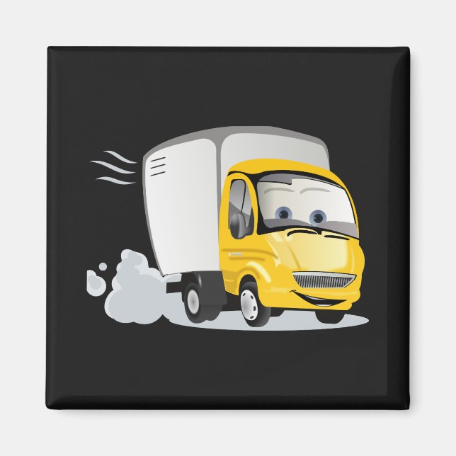 Kleiner Gelber Cartoon LKW für Kinder! Magnet (Vorne)