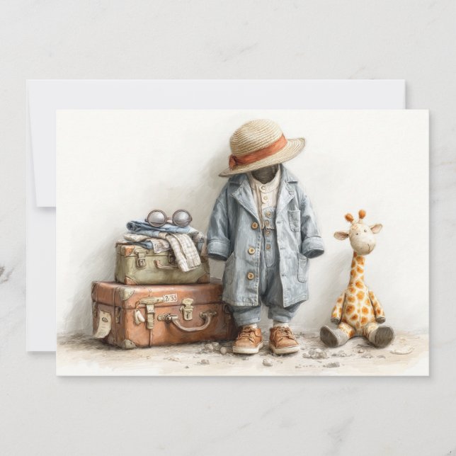 Kleiner Globetrotter - Erstes Geburtstagsabenteuer Einladung (Vorderseite)