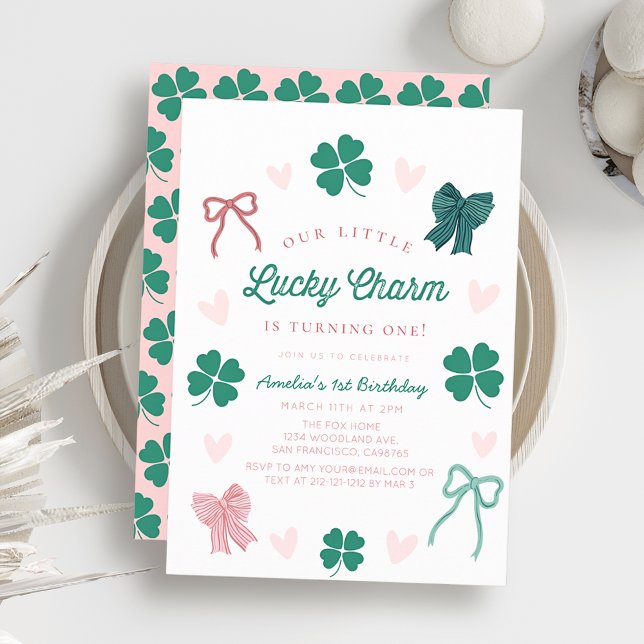 Kleiner Glücksbringer-Bogen Shamrock Mädchen 1. Ge Einladung (Von Creator hochgeladen)