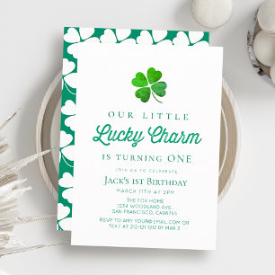 Kleiner Glücksbringer Shamrock Modern 1. Geburtsta Einladung
