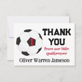 Kleiner Goalkeeper Soccer Baby Boy's 1. Geburtstag Dankeskarte