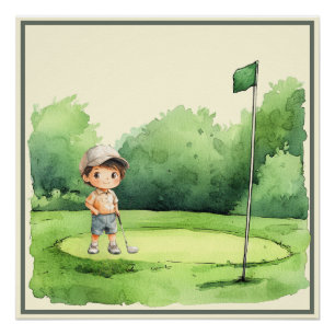 Kleiner Golfer im Training - Golf-Themed Kinderzim Poster