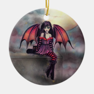 Kleiner gothischer Vampir-Fee-Halloween-Schmuck Keramik Ornament