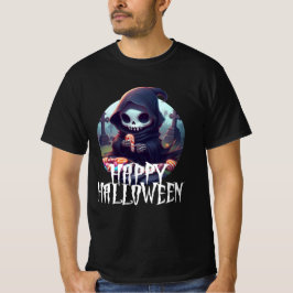 Kleiner grimmiger Sensenmann mit Candy Happy Hallo T-Shirt