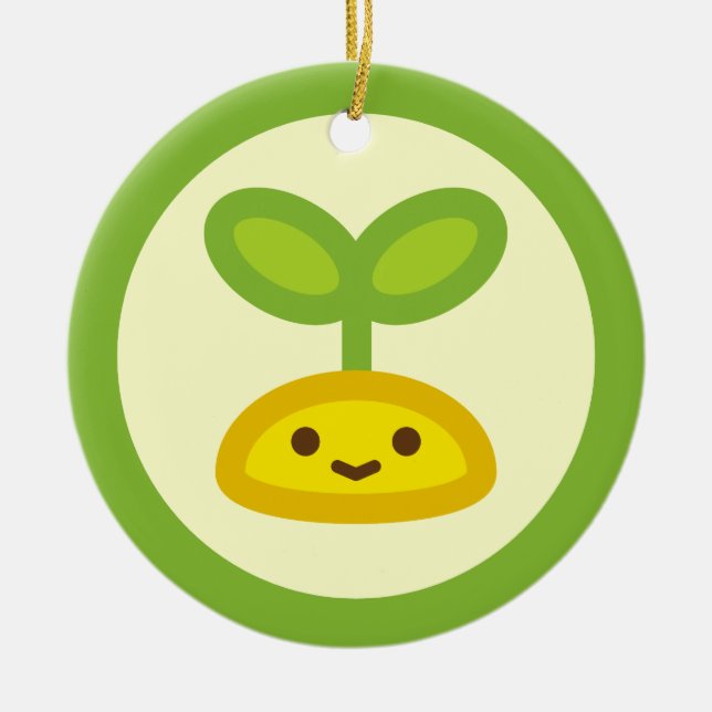 Kleiner grüner Sprössling Keramikornament (Vorne)