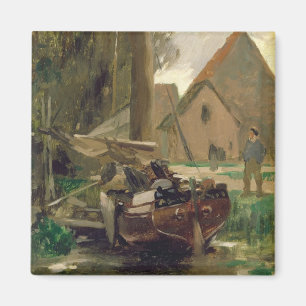 Kleiner Hafen mit einem Boot Magnet