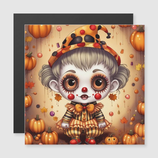 kleiner Halloween Clown 2 Magnetkarte (Vorne/Hinten)