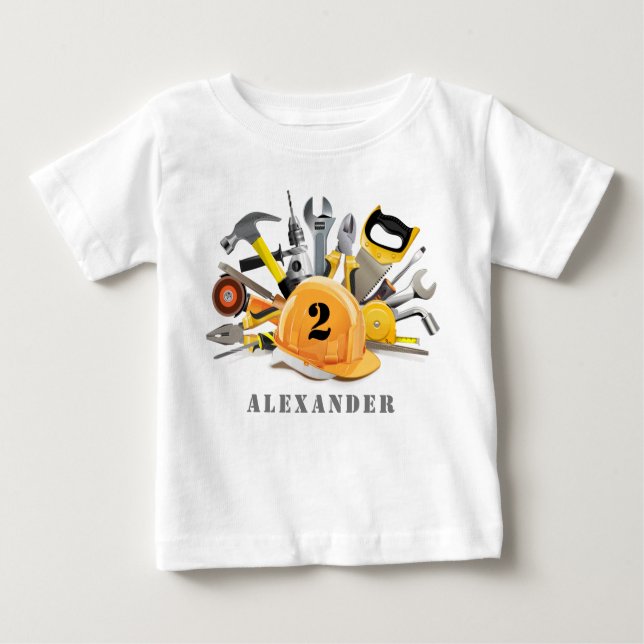 Kleiner Handyman unter Bauarbeiten Geburtstag Baby T-shirt (Vorderseite)