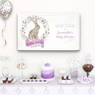 Kleiner Häschen-Baby-Party und hübsche Blumen Banner