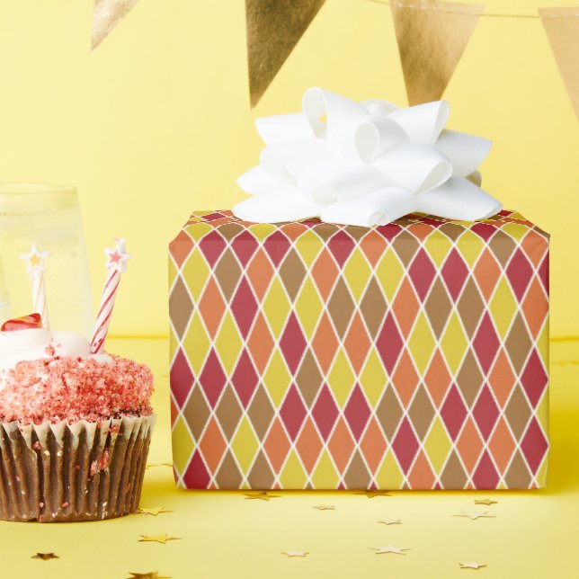 Kleiner herbstfarbener Harlekin Geschenkpapier (Geburtstagsparty)