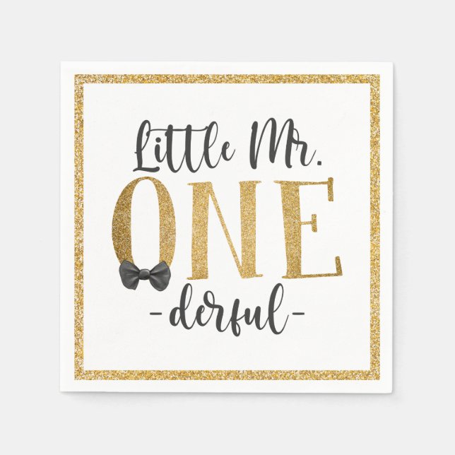Kleiner Herr One Derful 1. Geburtstag Napkins Serviette (Vorderseite)