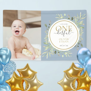 Kleiner Herr ONEderful blauer Junge erstes Geburts Banner