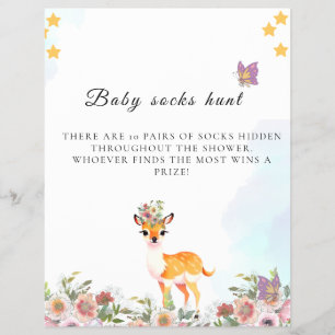 Kleiner Hirsch, große Freude Rosa Blumen Baby Show Flyer