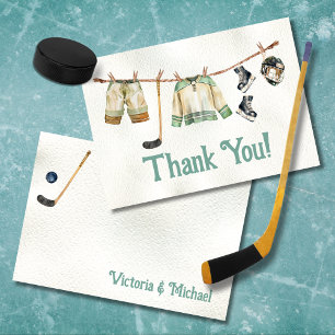 Kleiner Hockeyspieler Wäscheleine Danke-Notiz Einladung