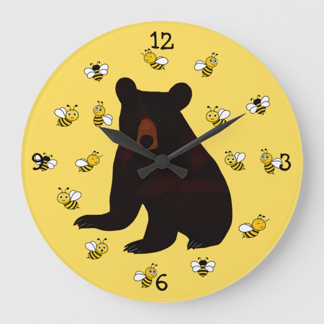 Kleiner Honigbienenbär Große Wanduhr (Vorderseite)