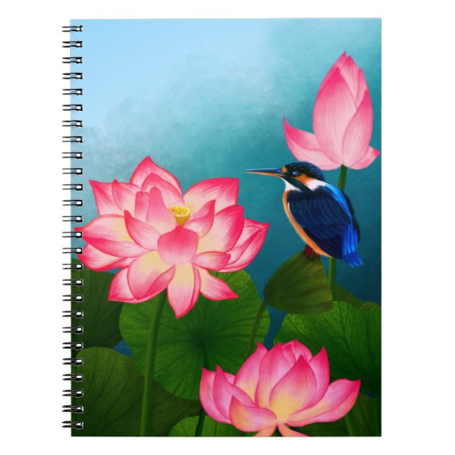 Kleiner Hummingvogel und große Blume Notizblock (Vorderseite)