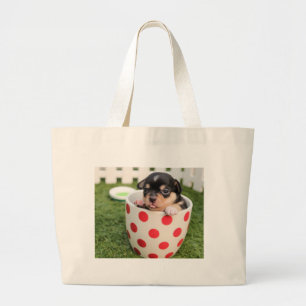 Kleiner Hund in der Tasse Jumbo Stoffbeutel