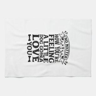 Kleiner Hund Liebt Dich Vintage-Typografie-Design_ Geschirrtuch