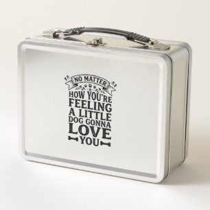 Kleiner Hund Liebt Dich Vintage-Typografie-Design_ Metall Brotdose